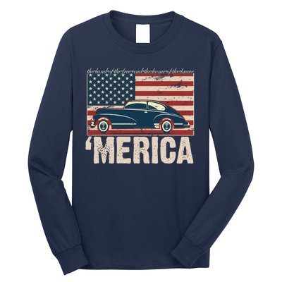 The Land Of The Free Home Of The Brave Classic American Car Long Sleeve Shirt