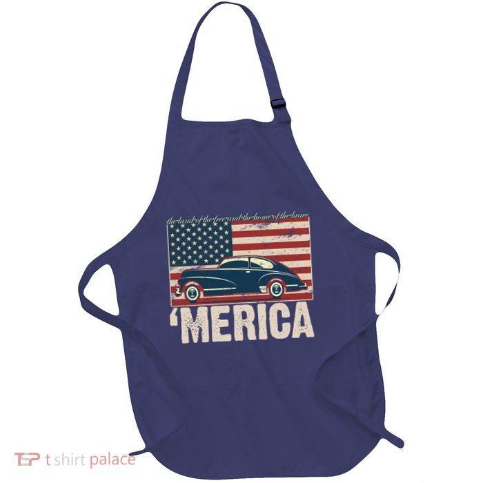 The Land Of The Free Home Of The Brave Classic American Car Apron