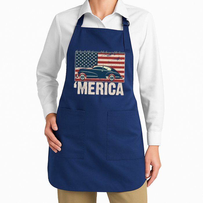 The Land Of The Free Home Of The Brave Classic American Car Apron