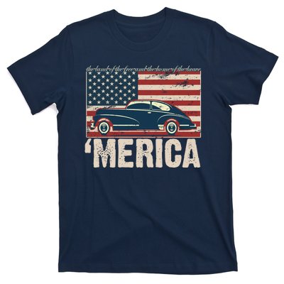 The Land Of The Free Home Of The Brave Classic American Car T-Shirt