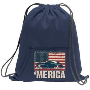 The Land Of The Free Home Of The Brave Classic American Car Sweatshirt Cinch Pack Bag