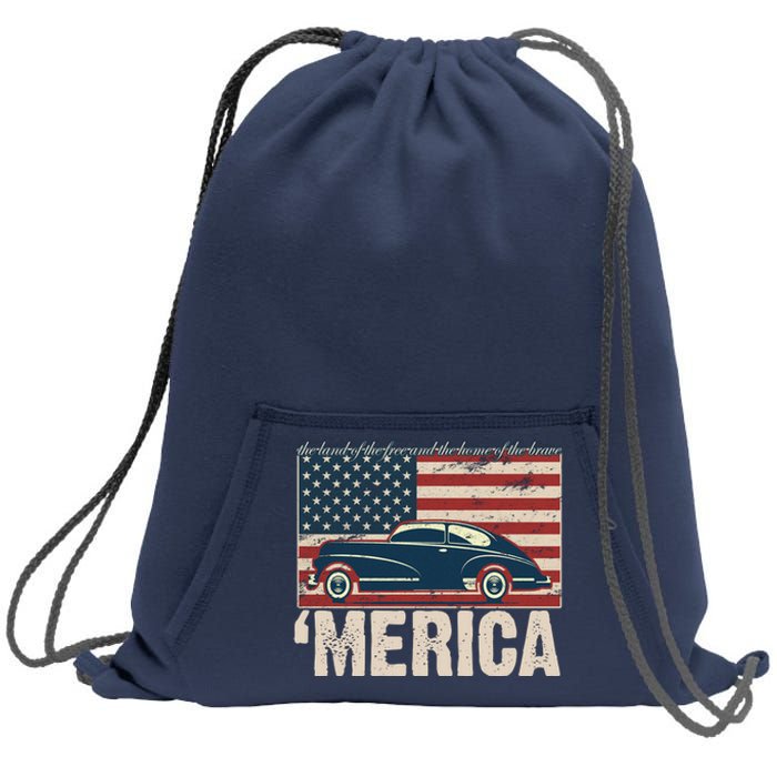 The Land Of The Free Home Of The Brave Classic American Car Sweatshirt Cinch Pack Bag