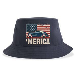 The Land Of The Free Home Of The Brave Classic American Car Sustainable Bucket Hat