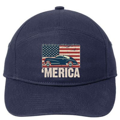 The Land Of The Free Home Of The Brave Classic American Car 7-Panel Snapback Hat