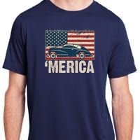 The Land Of The Free Home Of The Brave Classic American Car Adult ChromaSoft Performance T-Shirt