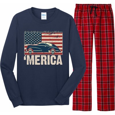 The Land Of The Free Home Of The Brave Classic American Car Long Sleeve Pajama Set