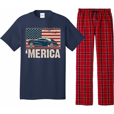 The Land Of The Free Home Of The Brave Classic American Car Pajama Set