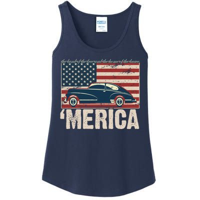 The Land Of The Free Home Of The Brave Classic American Car Ladies Essential Tank