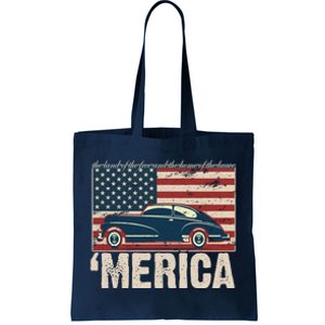 The Land Of The Free Home Of The Brave Classic American Car Tote Bag