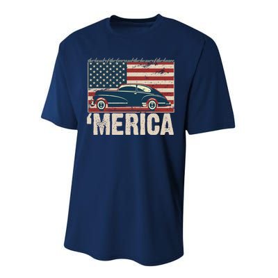 The Land Of The Free Home Of The Brave Classic American Car Performance Sprint T-Shirt