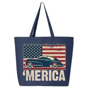 The Land Of The Free Home Of The Brave Classic American Car 25L Jumbo Tote