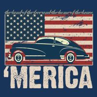 The Land Of The Free Home Of The Brave Classic American Car Baby Bodysuit