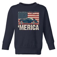 The Land Of The Free Home Of The Brave Classic American Car Toddler Sweatshirt