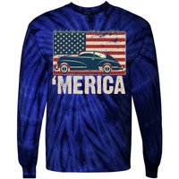 The Land Of The Free Home Of The Brave Classic American Car Tie-Dye Long Sleeve Shirt