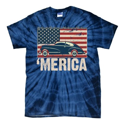 The Land Of The Free Home Of The Brave Classic American Car Tie-Dye T-Shirt