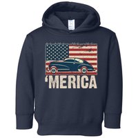 The Land Of The Free Home Of The Brave Classic American Car Toddler Hoodie