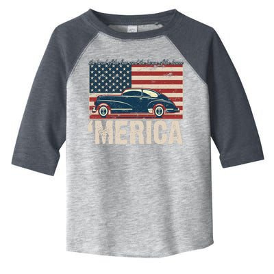 The Land Of The Free Home Of The Brave Classic American Car Toddler Fine Jersey T-Shirt