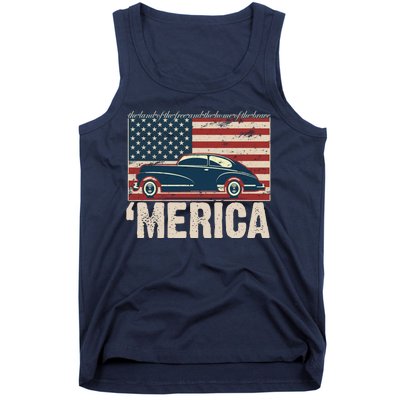 The Land Of The Free Home Of The Brave Classic American Car Tank Top