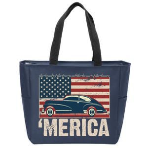 The Land Of The Free Home Of The Brave Classic American Car Zip Tote Bag