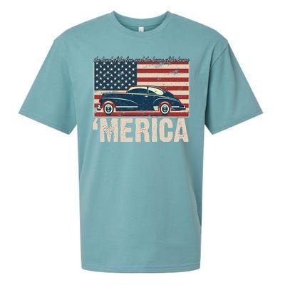 The Land Of The Free Home Of The Brave Classic American Car Sueded Cloud Jersey T-Shirt