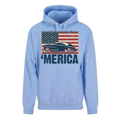 The Land Of The Free Home Of The Brave Classic American Car Unisex Surf Hoodie