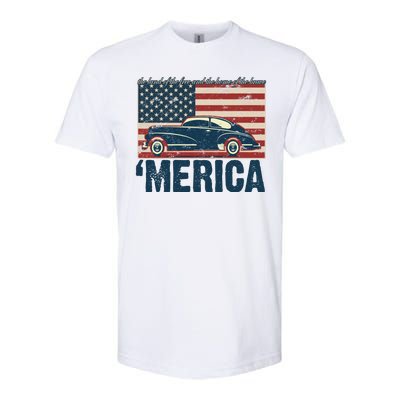 The Land Of The Free Home Of The Brave Classic American Car Softstyle CVC T-Shirt