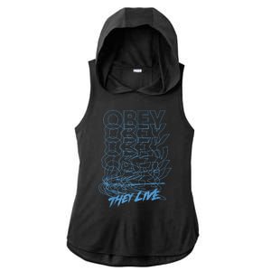 They Live Obey Outline Stack Ladies PosiCharge Tri-Blend Wicking Draft Hoodie Tank