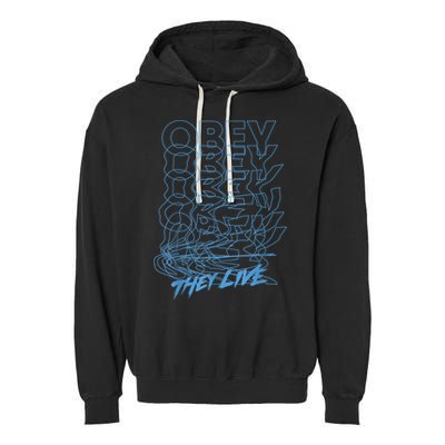 They Live Obey Outline Stack Garment-Dyed Fleece Hoodie