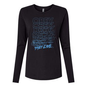 They Live Obey Outline Stack Womens Cotton Relaxed Long Sleeve T-Shirt