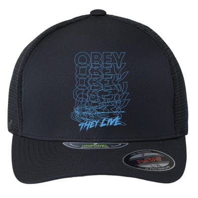 They Live Obey Outline Stack Flexfit Unipanel Trucker Cap