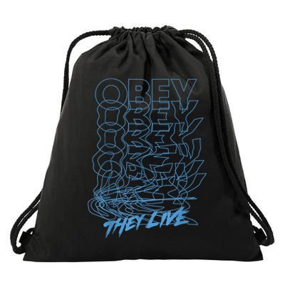 They Live Obey Outline Stack Drawstring Bag
