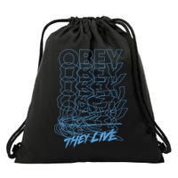 They Live Obey Outline Stack Drawstring Bag