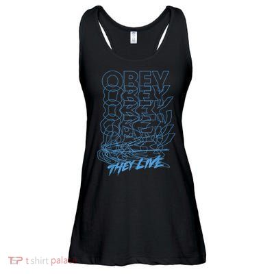 They Live Obey Outline Stack Ladies Essential Flowy Tank
