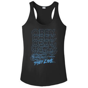 They Live Obey Outline Stack Ladies PosiCharge Competitor Racerback Tank