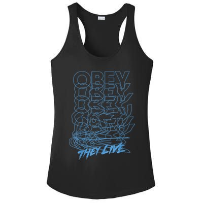 They Live Obey Outline Stack Ladies PosiCharge Competitor Racerback Tank
