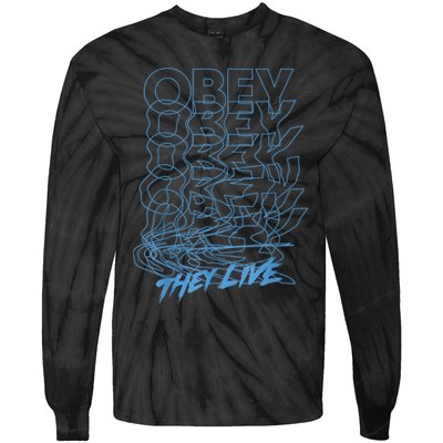They Live Obey Outline Stack Tie-Dye Long Sleeve Shirt