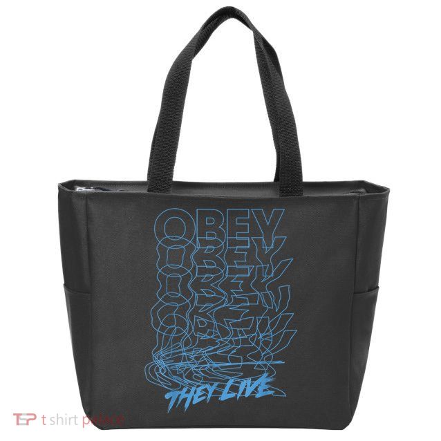 They Live Obey Outline Stack Zip Tote Bag