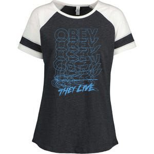 They Live Obey Outline Stack Enza Ladies Jersey Colorblock Tee