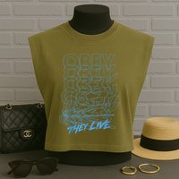 They Live Obey Outline Stack Garment-Dyed Women's Muscle Tee