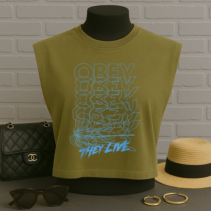 They Live Obey Outline Stack Garment-Dyed Women's Muscle Tee