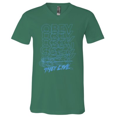 They Live Obey Outline Stack V-Neck T-Shirt