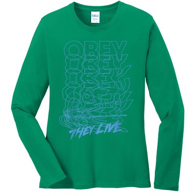 They Live Obey Outline Stack Ladies Long Sleeve Shirt