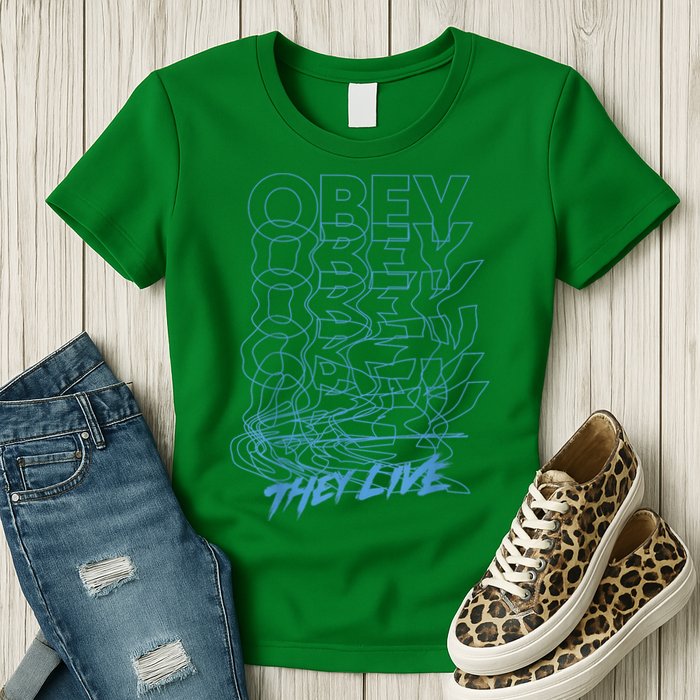 They Live Obey Outline Stack Womens T-Shirt