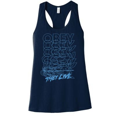 They Live Obey Outline Stack Women's Racerback Tank