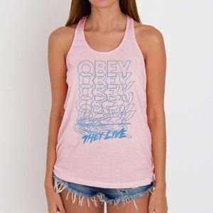 They Live Obey Outline Stack Women's Knotted Racerback Tank