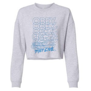 They Live Obey Outline Stack Cropped Pullover Crew