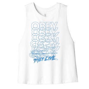 They Live Obey Outline Stack Women's Racerback Cropped Tank