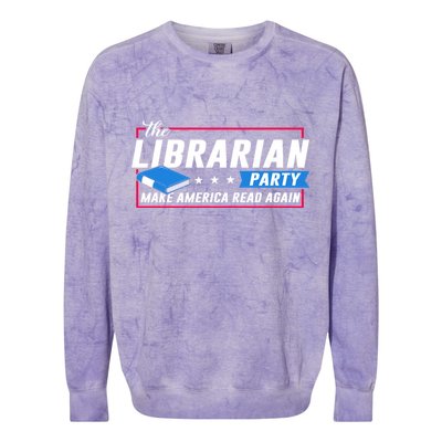 The Librarian Party: Make America Read Again Colorblast Crewneck Sweatshirt