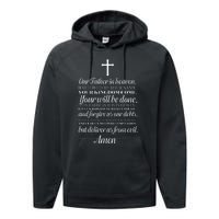 The Lords Prayer Our Father Cross Prayer God Christian Performance Fleece Hoodie