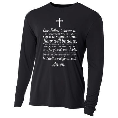 The Lords Prayer Our Father Cross Prayer God Christian Cooling Performance Long Sleeve Crew